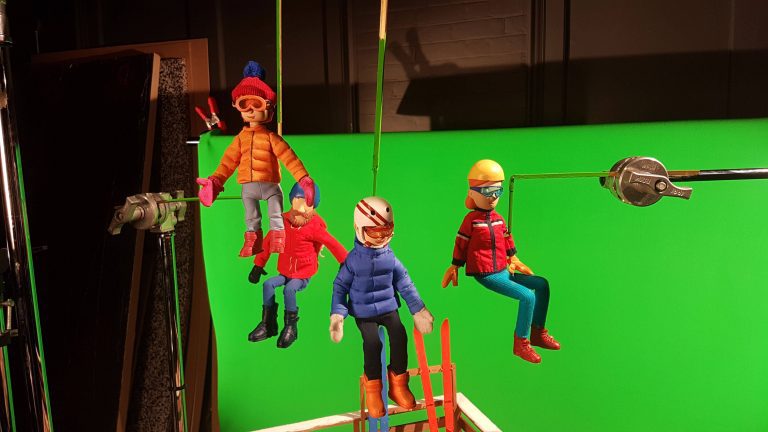 Trivago puppets on set for stop-motion