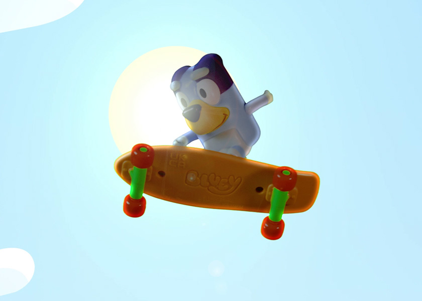 Bluey on a skateboard - character animation