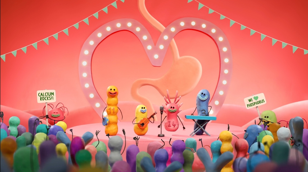 A still image from the Yeo Valley claymation animation project