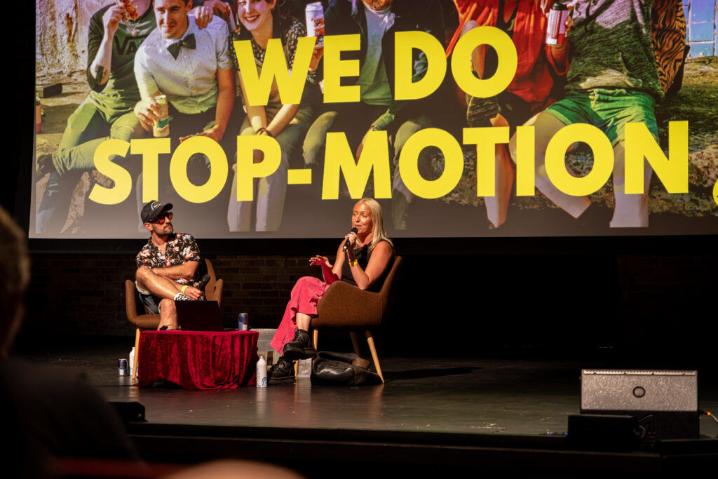 Bethany Abbott and Dan Richards speaking at Crash Festival 2026